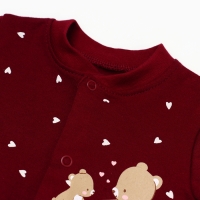 Комбинезон детский с открытыми ножками "Мишка", цвет бордовый, рост 80