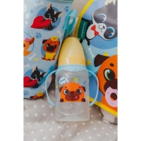 Бутылочка для кормления &laquo;ТРЕНД. Песики&raquo;, классическое горло, 150 мл., от 3 мес., цилиндр, с ручками, цвет голубой