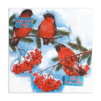 Новый год. Салфетки бумажные New Line Design &laquo;Снегири&raquo;, 33х33 см, 3 слоя