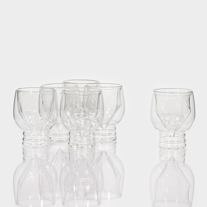 Набор стеклянных стопок - шотов с двойными стенками &laquo;Алмаз&raquo;, 100 мл, 6 шт