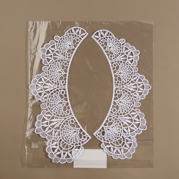 Воротник пришивной, гипюровый, 21 &times; 7 см, цвет белый