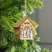 Ёлочная игрушка &laquo;Домик с детьми&raquo;, от батареек, свечение тёплое белое