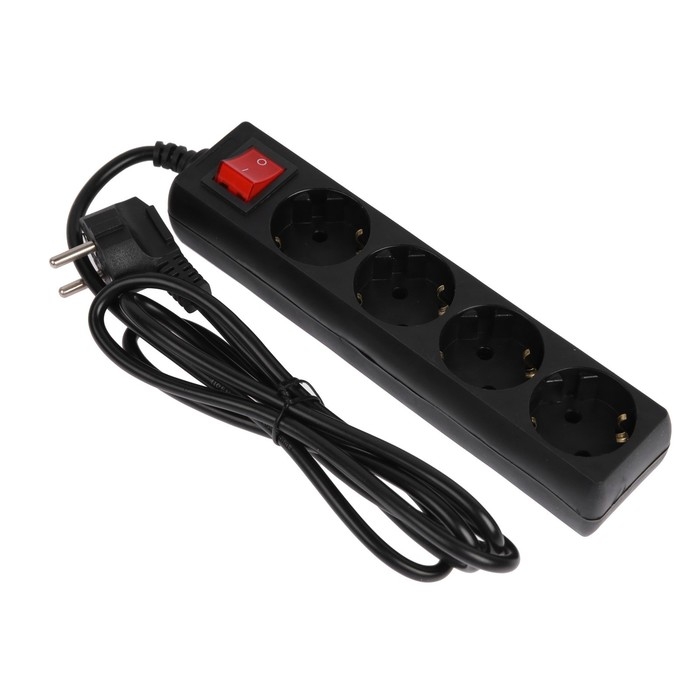 Сетевой фильтр 5bites SP4B-218 4S, 4 розетки, 1.8 м, 10 А, 3х0.75 мм2, с выкл., черный