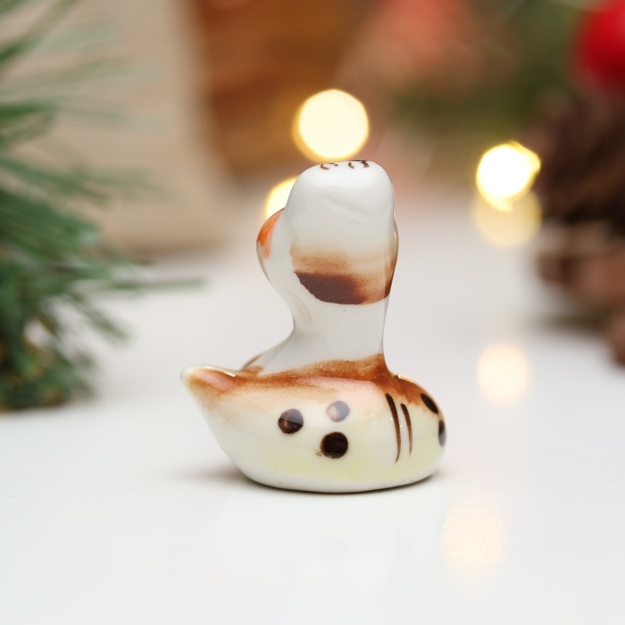 Новый год. Сувенир символ года "Змея Пупс", гжель, цвет