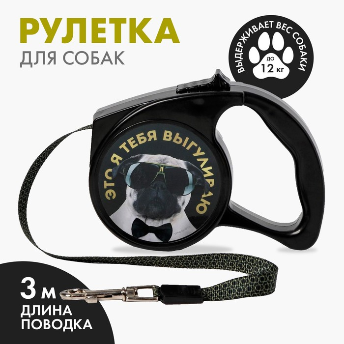 Рулетка &laquo;Это я тебя выгуливаю&raquo; 3 м, max=12 кг, чёрная