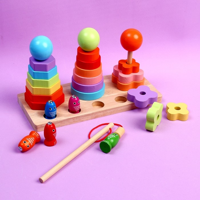 Развивающий набор &laquo;Пирамидки + рыбалка&raquo; 22 &times; 12,5 &times; 9,5 см