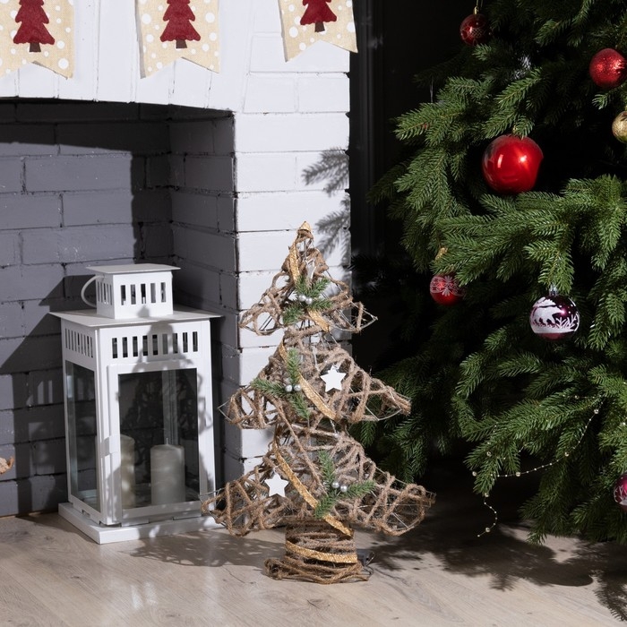 Светодиодная фигура «Ёлка» 38 × 55 × 13 см, металл, текстиль, батарейки ААх2 (не в комплекте), свечение тёплое белое Светодиодная фигура «Ёлка» 38 × 55 × 13 см, металл, текстиль, батарейки ААх2 (не в комплекте), свечение тёплое белое