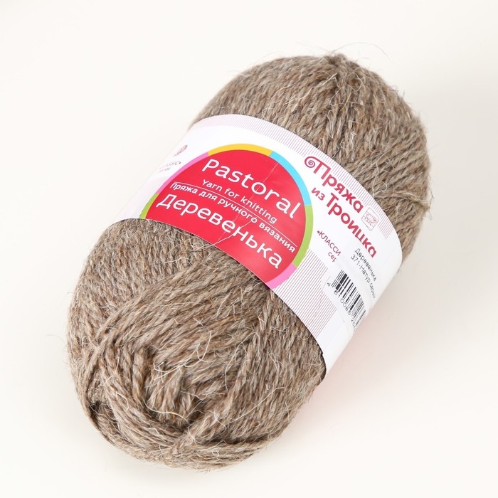 Пряжа "Деревенька" 100% шерсть 170м/100гр (371-Натур.серый)
