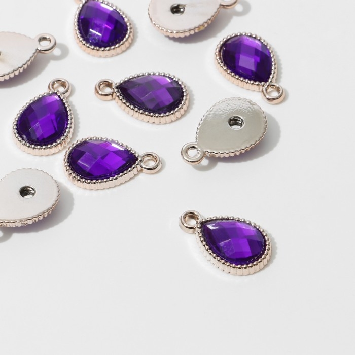 Подвеска &laquo;Капля&raquo; рифлёная 2,1&times;1,4&times;0,4 см,(набор 10 шт.), цвет фиолетовый в золоте