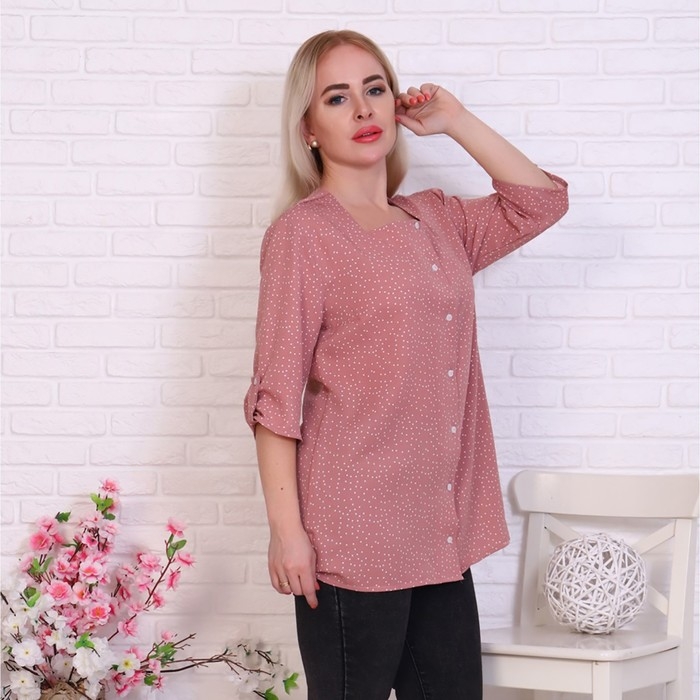 Платье рубашка, цвет пудра, размер 52