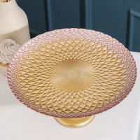 Блюдо сервировочное &laquo;Барокко&raquo;, d=28 см, на ножке, цвет золотой с розовым