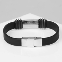 Браслет унисекс «Стиль» прямоугольник с тройными вставками, цвет чёрный с серебром, 23 см Браслет унисекс «Стиль» прямоугольник с тройными вставками, цвет чёрный с серебром, 23 см