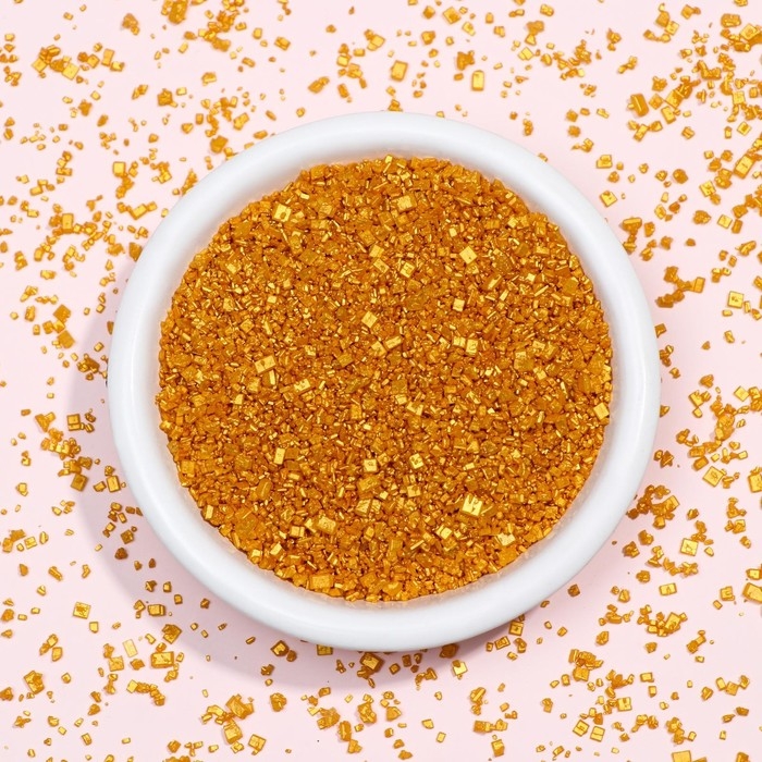 Кондитерская посыпка "Сахар цветной", золотой, 50 г