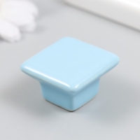 Ручка для шкатулки керамика, металл "Квадратик" голубая 3,3х3,3х2,1 см