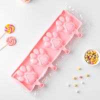 Форма для мороженого &laquo;Лапки&raquo;, силикон, 26&times;14 см, 4 ячейки (8,5&times;8,5 см), цвет МИКС