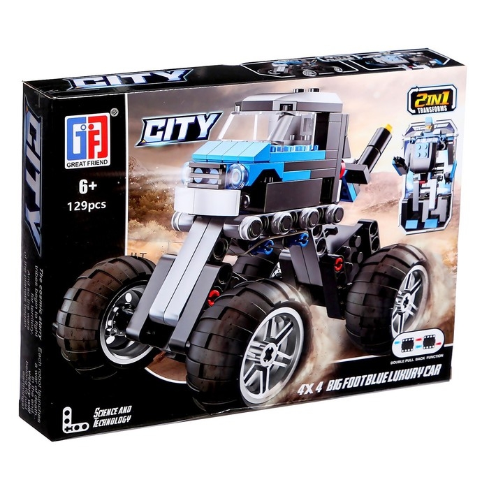 Конструктор инерционный &laquo;Внедорожник&raquo;, 2 варианта сборки, 129 деталей