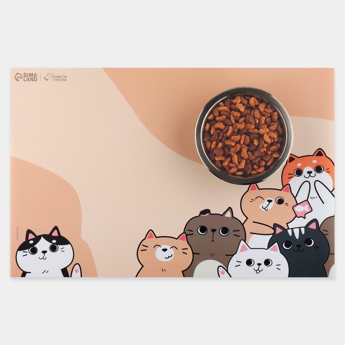 Коврик под миску «Милые котята» , 43х28 см Коврик под миску «Милые котята» , 43х28 см