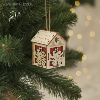 Ёлочная игрушка &laquo;Домик с колокольчиками&raquo;, от батареек, свечение тёплое белое