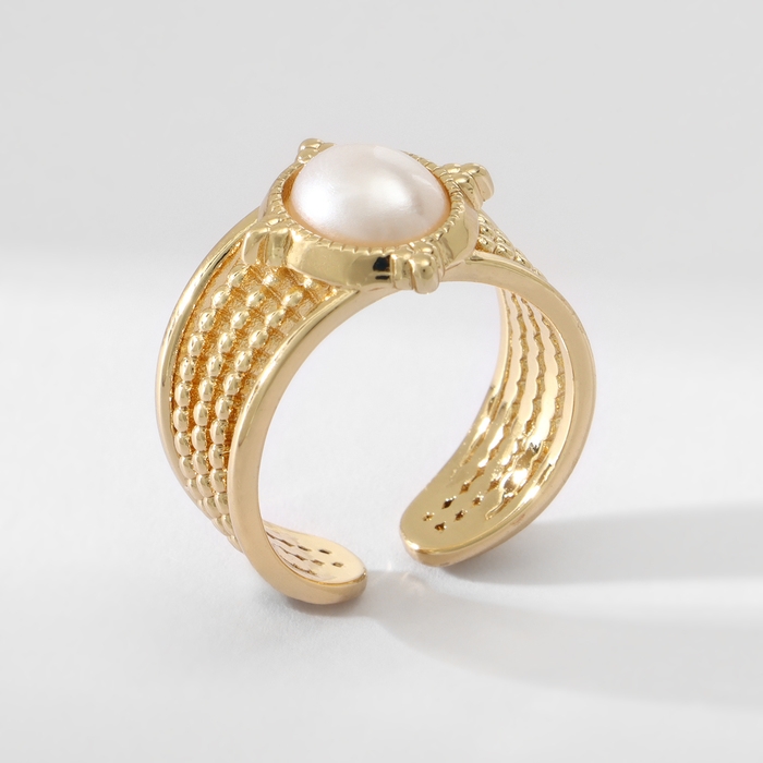 Кольцо с жемчугом &laquo;Богема&raquo; цвет белый в золоте, безразмерное