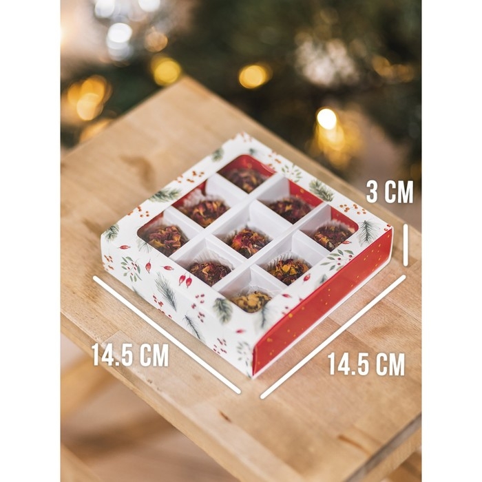 Коробка под 9 конфет с ячейками &laquo;Загадай желание&raquo; 14,5 х 14,5 х 3,5 см, Новый год
