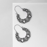 Серьги металл «Восток» круг цветов, цвет чернёное серебро Серьги металл «Восток» круг цветов, цвет чернёное серебро