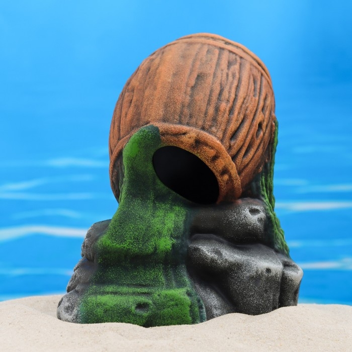 Декор для аквариума Декор для аквариума "Бочка на камнях", керамический, 13 x 10 x 17 см