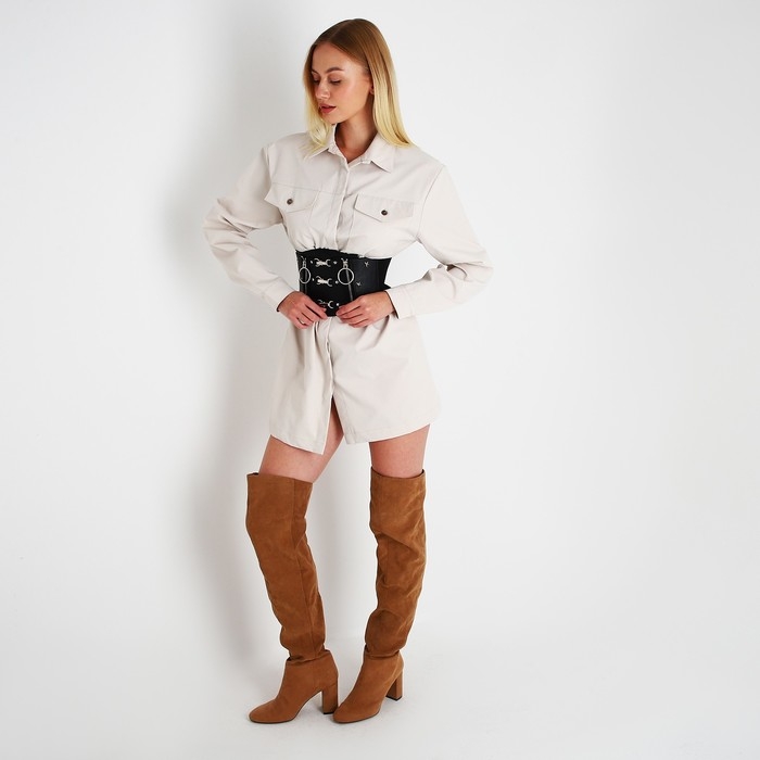 Ремень женский, ширина 12 см, на молниях, цвет чёрный