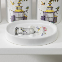 Набор аксессуаров для ванной комнаты &laquo;Клетка&raquo;, 4 предмета (дозатор 300 мл, мылница, 2 стакана), цвет белый