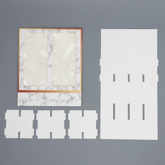 Коробка под 8 конфет и шоколад с ячейками, кондитерская упаковка, &laquo;Мрамор&raquo; 18 х 18 х 4 см