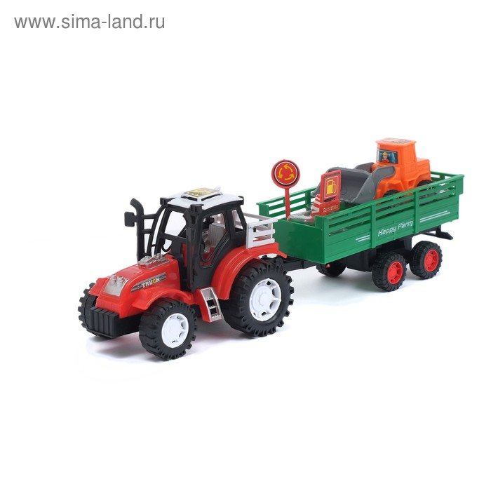 Трактор инерционный &laquo;Фермер&raquo;, с прицепом, цвета МИКС