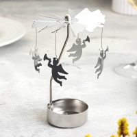 Свеча вращающаяся "Карусель с ангелами", серебрянная, металл