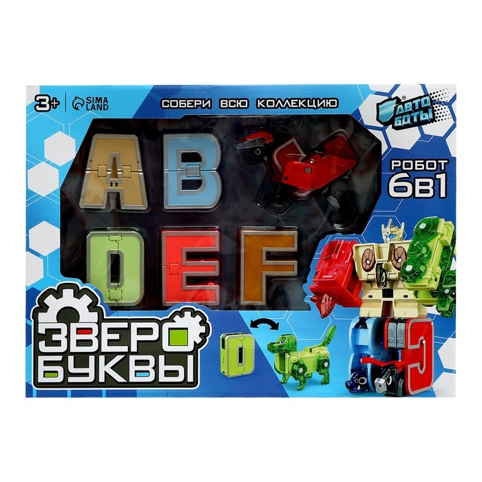 Робо-буквы &laquo;Звери&raquo;, набор 6 в 1, трансформируются, собираются в 1 робота