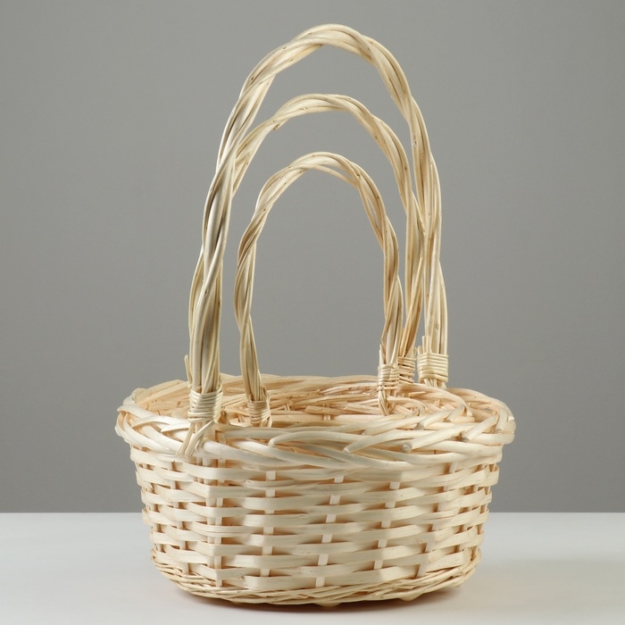 Набор корзин плетеных, D27x12/37 см, D22x12/32 см, D17x10/28 см, 3 шт, ива Набор корзин плетеных, D27x12/37 см, D22x12/32 см, D17x10/28 см, 3 шт, ива