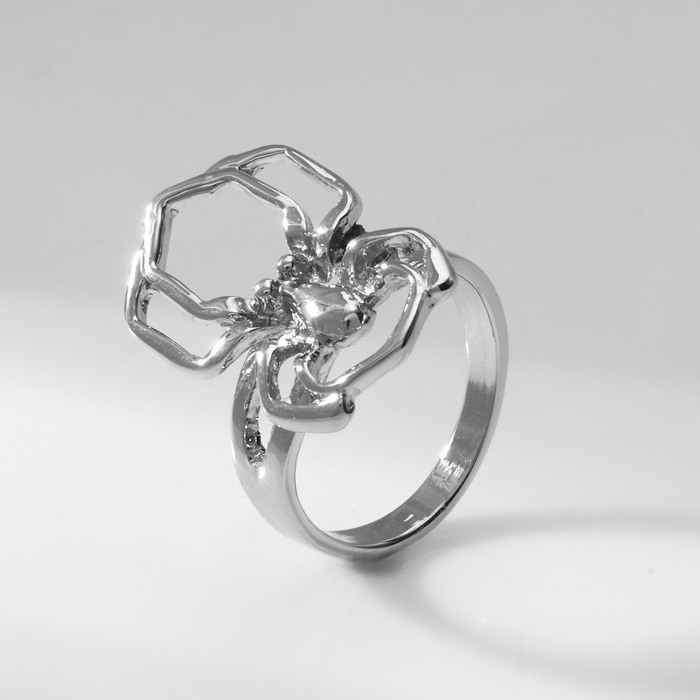 Кольцо &laquo;Настроение&raquo; паук, цвет серебро, размер 17