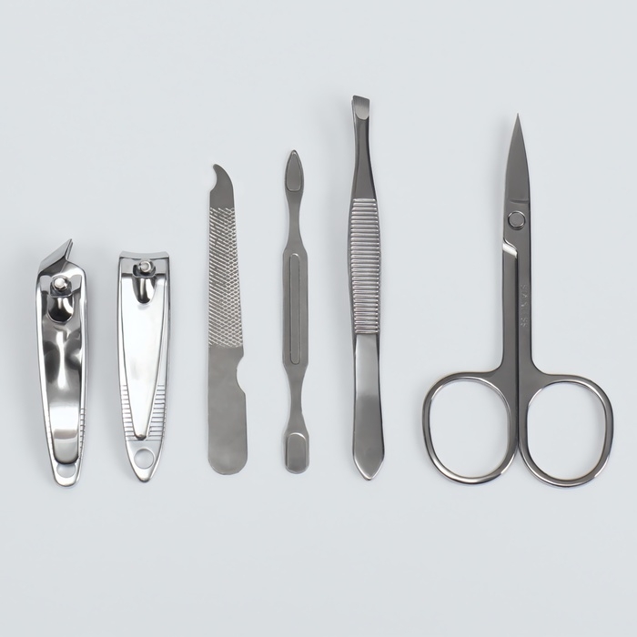 Набор маникюрный «Нежность», 6 предметов, в футляре, цвет голубой Набор маникюрный «Нежность», 6 предметов, в футляре, цвет голубой