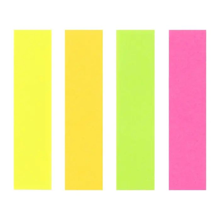Блок - закладка с липким краем, 12&times;50 мм, бумажные, 4 цвета по 80 листов, неоновые
