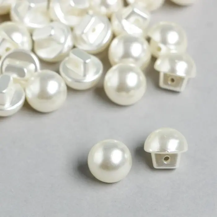 Пуговицы пластик для творчества на ножке "Жемчужный шарик" набор 50 шт 1х1 см