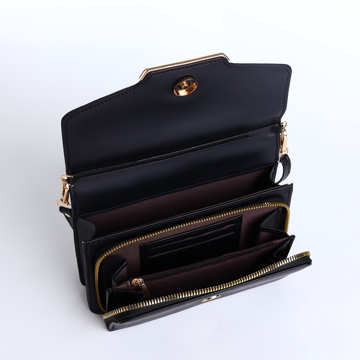 Сумка женская на молнии, цвет чёрный