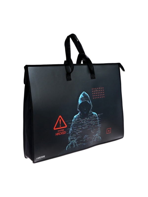 Папка А2 , 650х470х100 мм, deVENTE Папка А2 , 650х470х100 мм, deVENTE "Hacker", с ручками, пластиковая, молния сверху, внутренний карман