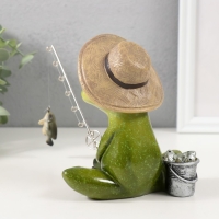 Сувенир полистоун лак "Лягушонок-рыбачок" 15,5х11,8х13,8 см