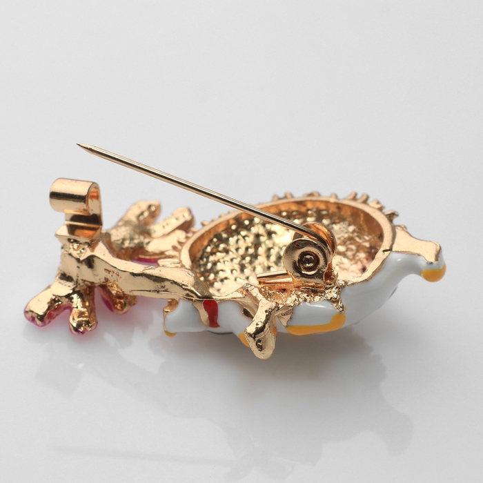 Брошь «Ёжик с цветком», цветной в золоте Брошь «Ёжик с цветком», цветной в золоте