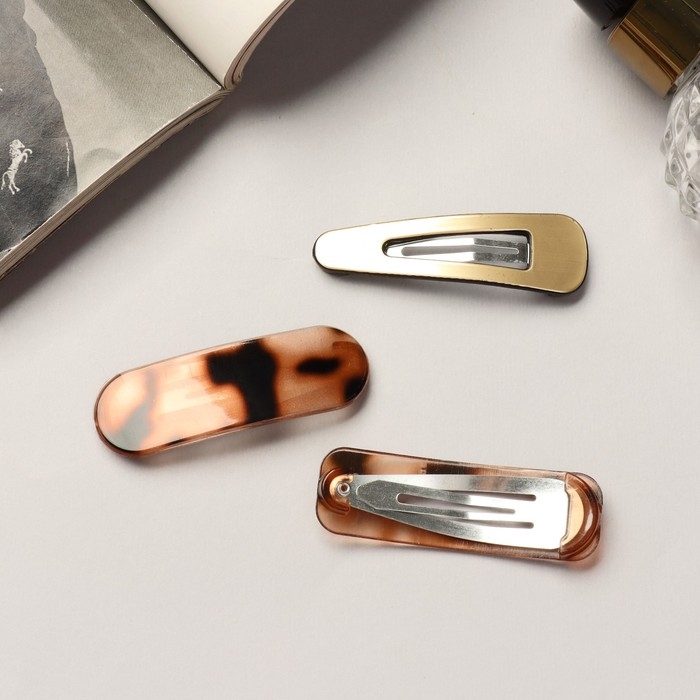 Невидимка для волос Невидимка для волос "Беатрис" (набор 6 шт) пятнышки люкс, 5 см, золотисто-коричневый