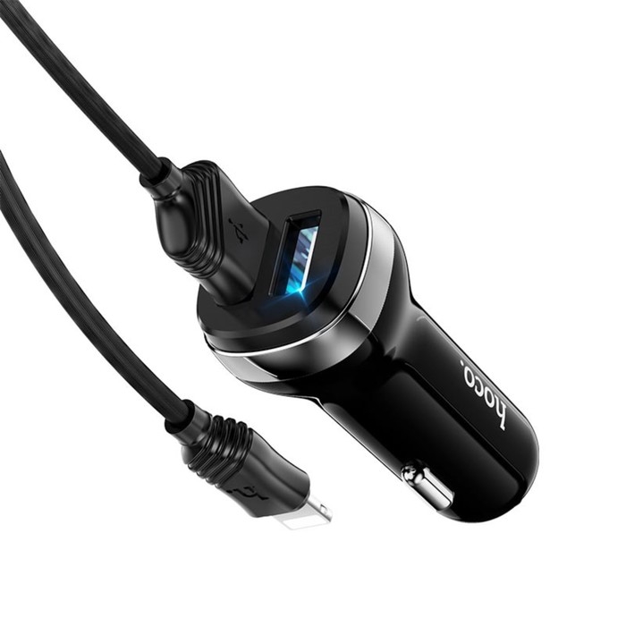 Автомобильное зарядное устройство Hoco Z40, 2 USB, 2.4 А, кабель Lightning - USB, 1 м,чёрное Автомобильное зарядное устройство Hoco Z40, 2 USB, 2.4 А, кабель Lightning - USB, 1 м,чёрное