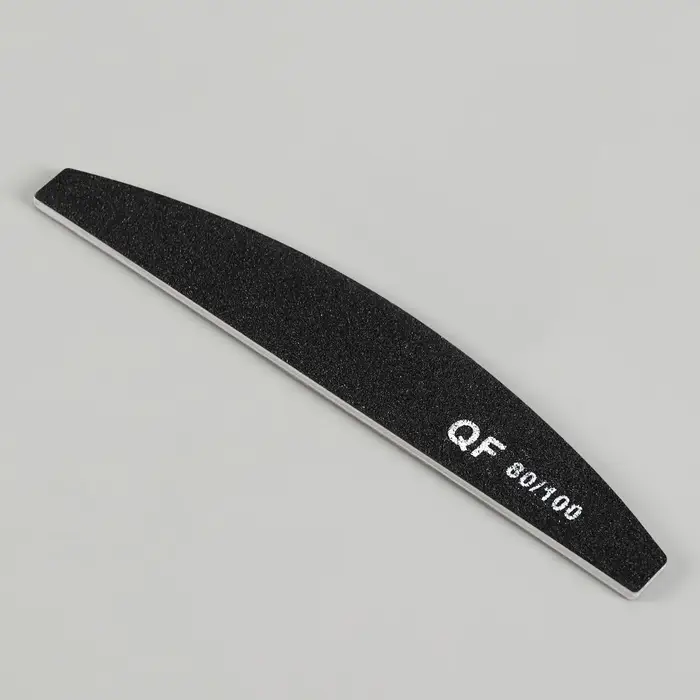 Пилка для ногтей, лодочка, 80/100 грит, 18 см, фасовка 20 шт., чёрная