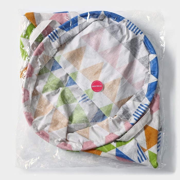 Корзина бельевая Доляна &laquo;Цветные треугольники&raquo;, 35&times;35&times;45 см, текстиль