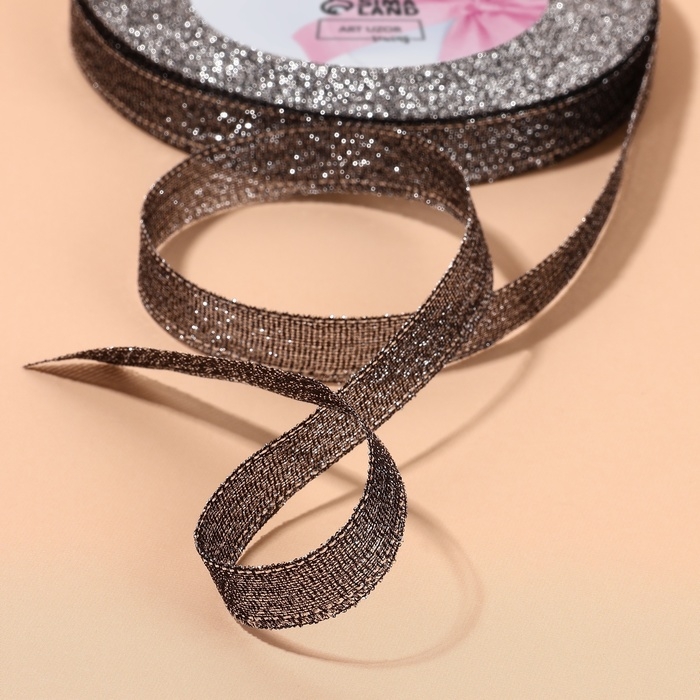 Лента парчовая, 10 мм, 23 &plusmn; 1 м, цвет чёрный №029