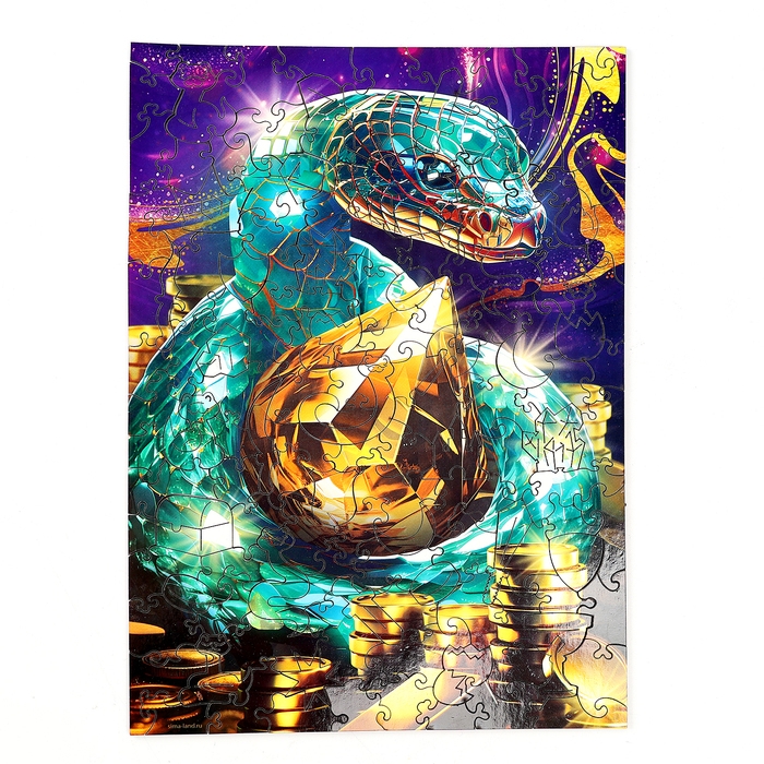 Пазлы фигурные деревянные на новый год &laquo;Змея. Сокровищница&raquo;, 148 элементов, символ года 2025