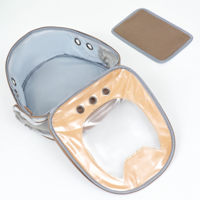 Рюкзак для переноски кошек и собак, кожзам, 32 х 21 х 35 см, бежевый Рюкзак для переноски кошек и собак, кожзам, 32 х 21 х 35 см, бежевый