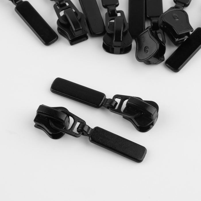 Бегунок автоматический для молнии &laquo;Трактор&raquo;, №5, 10 шт, цвет чёрный