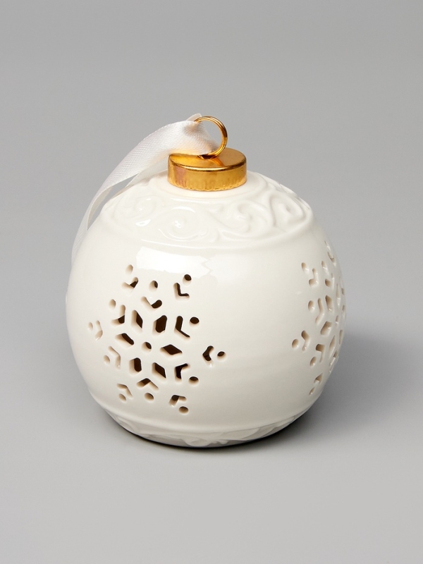 Елочный шар "Снежинка" 10х8.8х8.8, 1 LED, LR44x3(в компл.), Т/БЕЛЫЙ